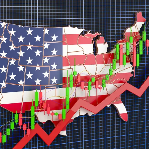 Graph Falling Down in Front United States of America of Flag (Demo)
